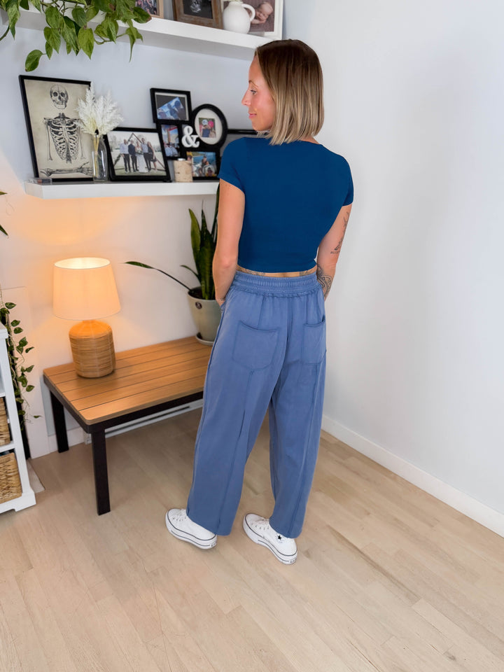 Seamless Baby Ribbed Tee- BLUE OPAL