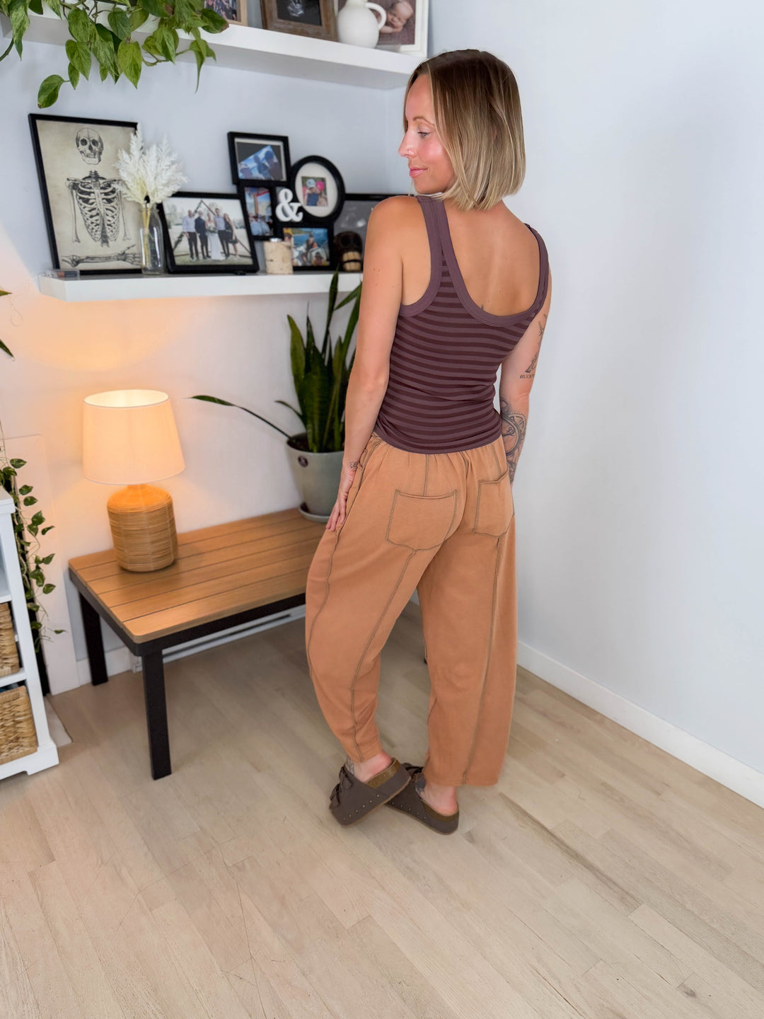 Amery Mineral Washed Barrel Pant- CAMEL