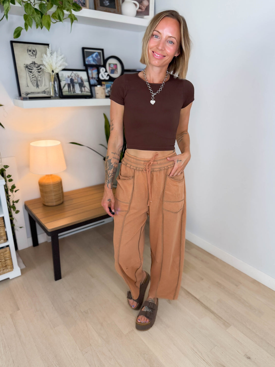 Seamless Baby Ribbed Tee- COFFEE