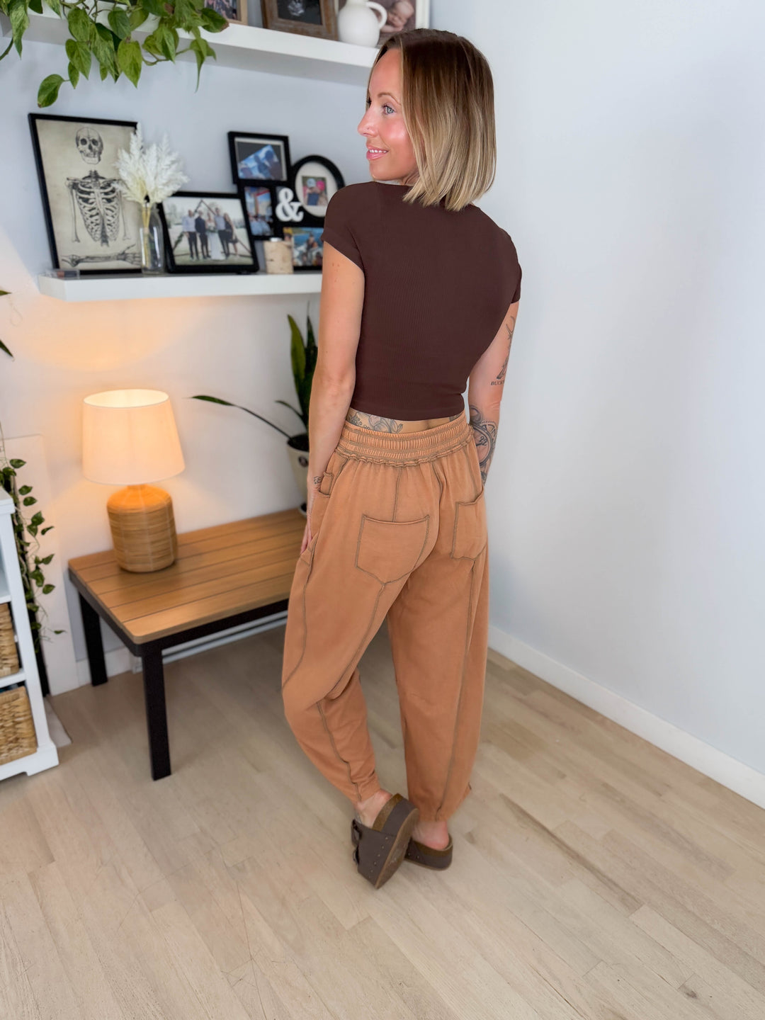 Seamless Baby Ribbed Tee- COFFEE