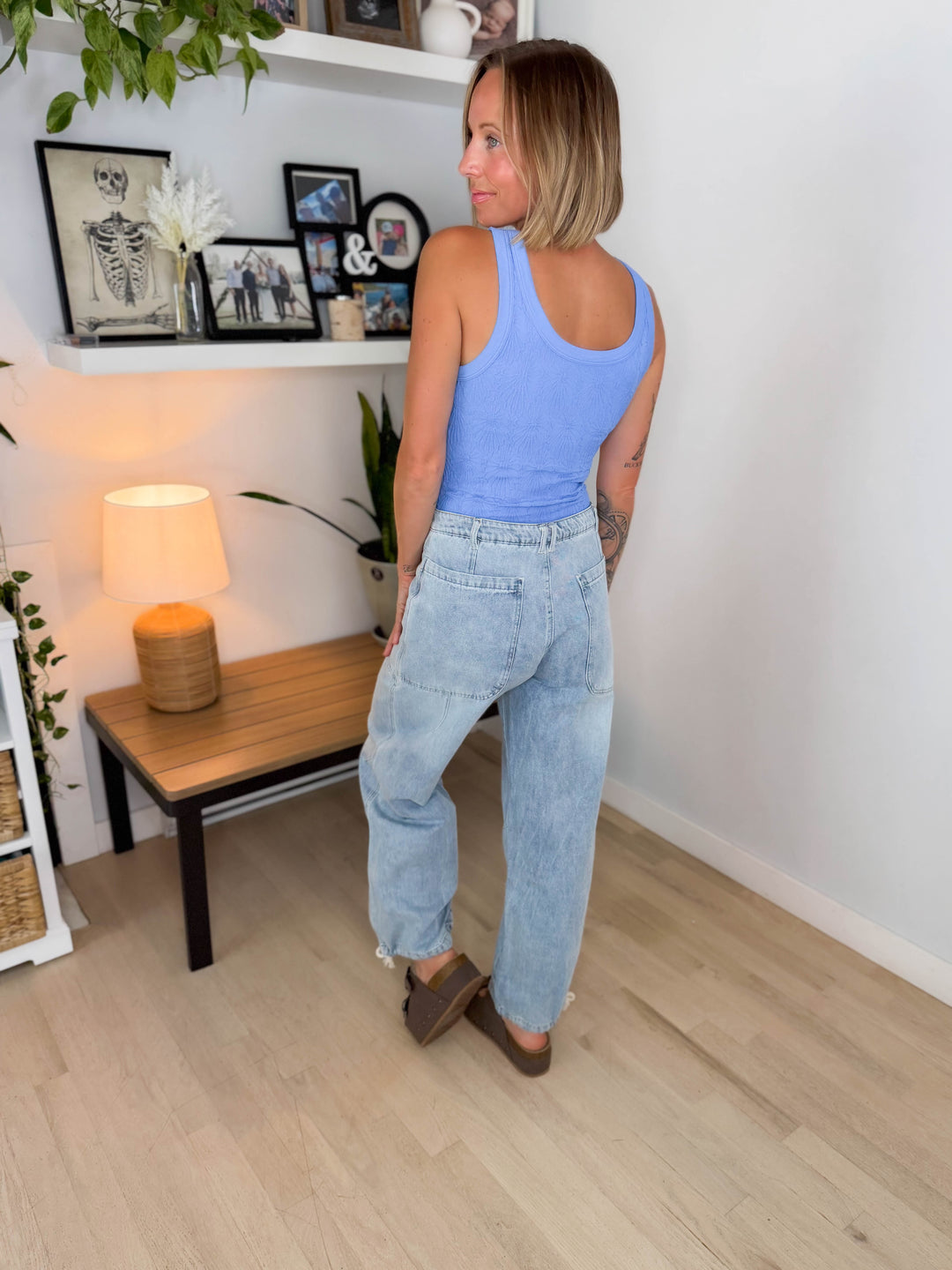 Harlen Drawstring Barrel Pant- LIGHT WASH