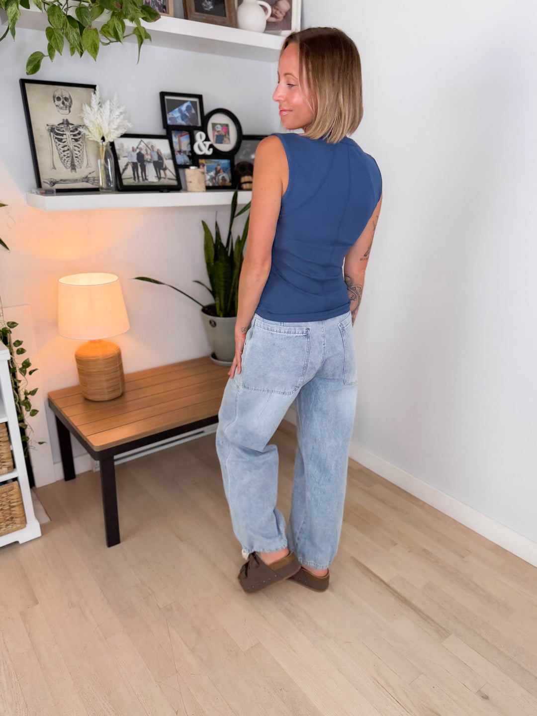 Mono B Emmer Micro Ribbed Henley- OCEAN