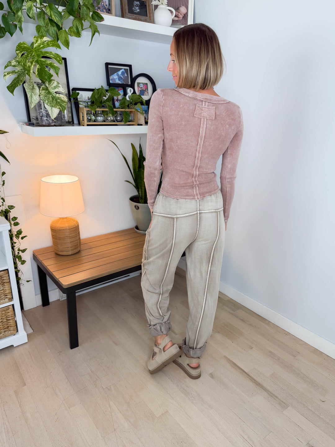 Monaco Washed Terry Pant- MOCHA
