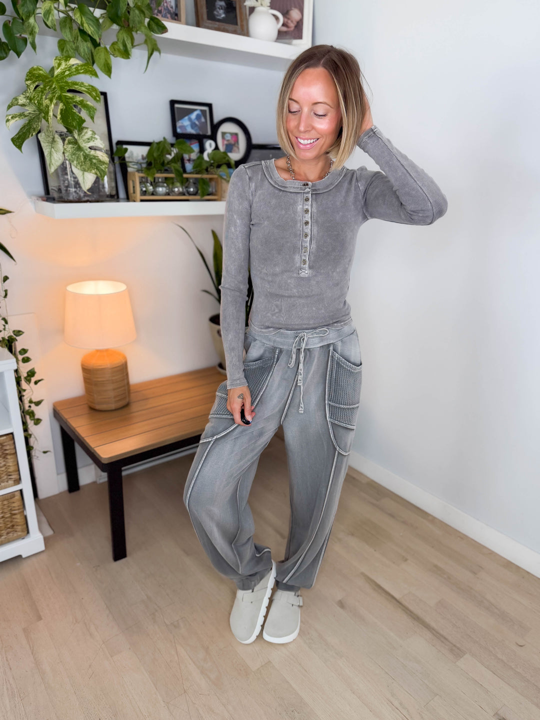 Monaco Washed Terry Pant- ASH