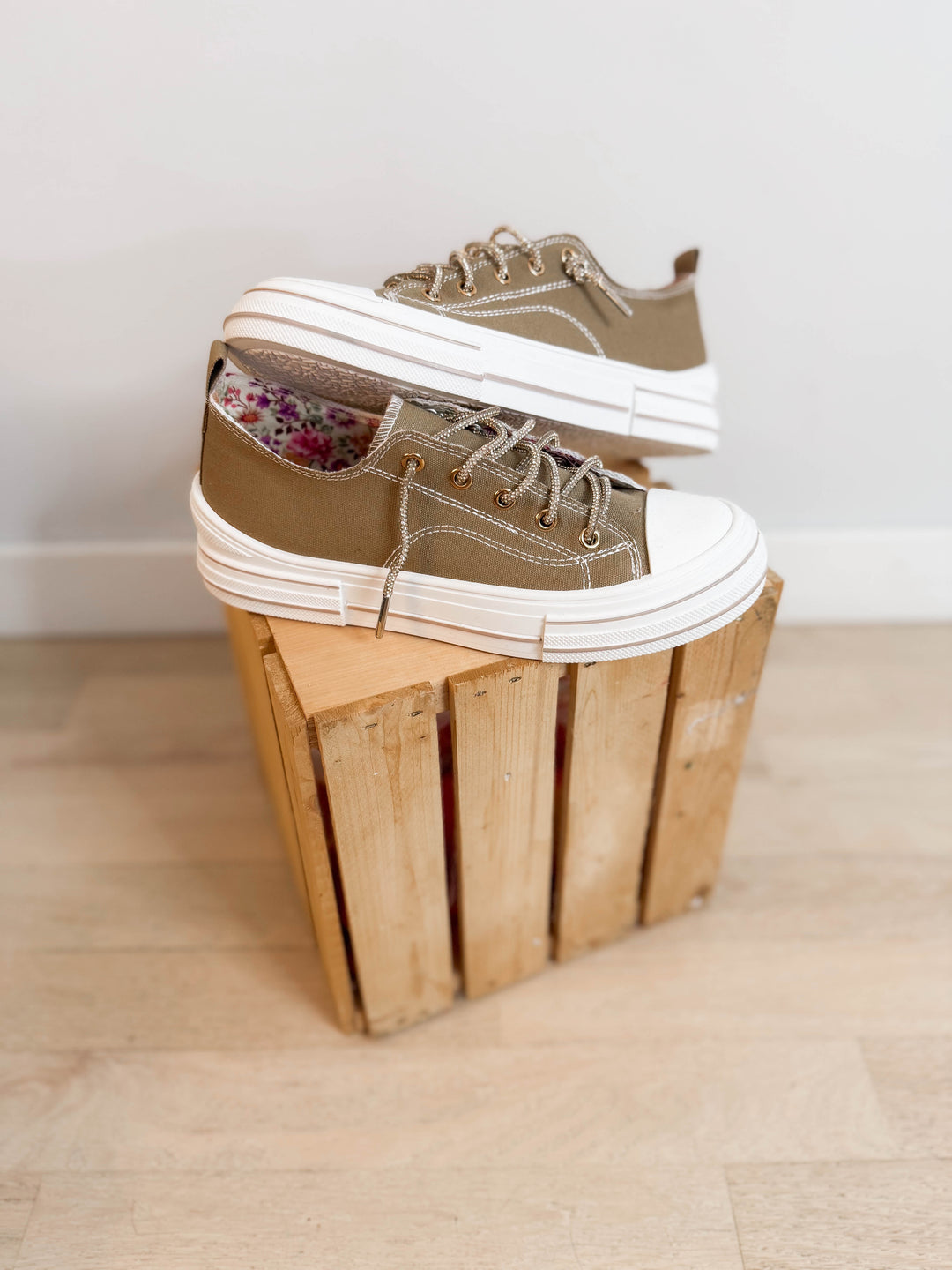 Amanda Gold Lace Sneaker- TAN-FINAL SALE