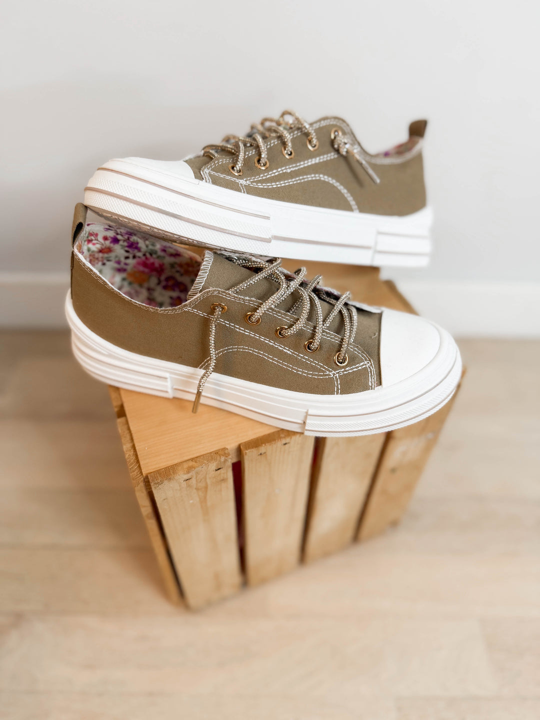 Amanda Gold Lace Sneaker- TAN-FINAL SALE