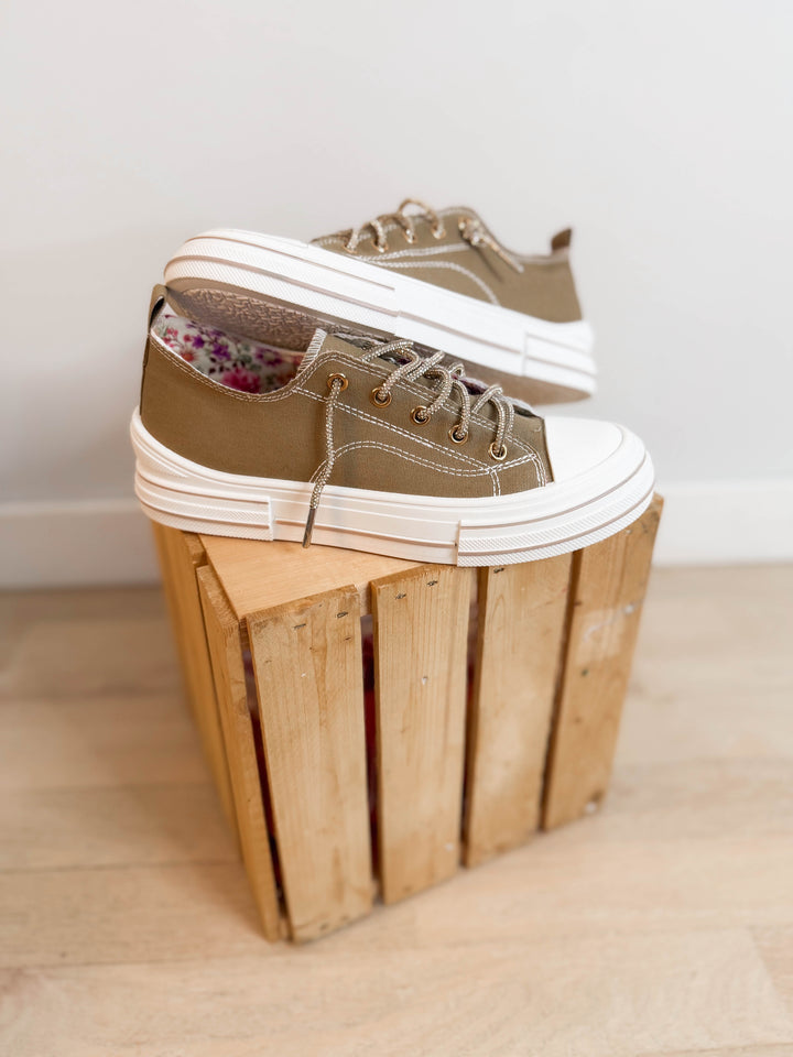 Amanda Gold Lace Sneaker- TAN-FINAL SALE