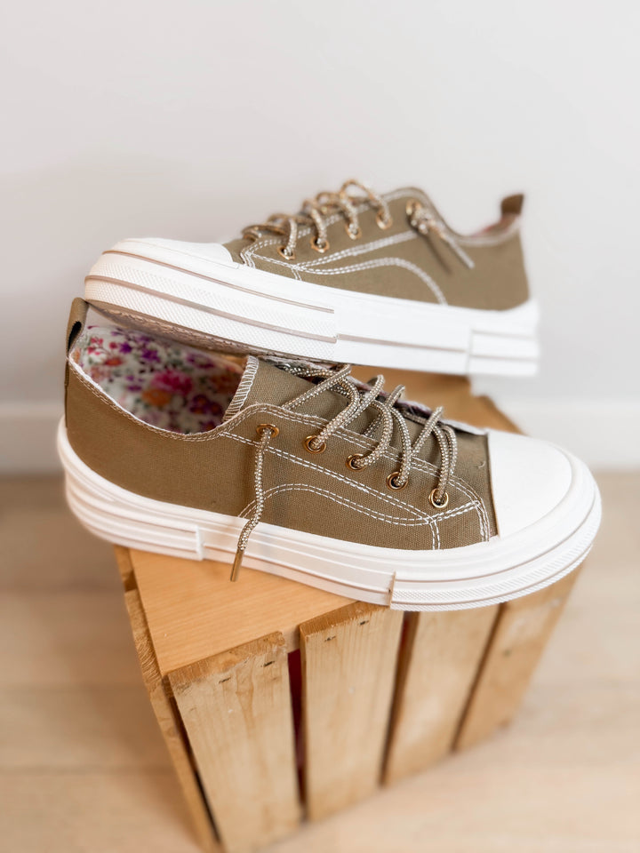 Amanda Gold Lace Sneaker- TAN-FINAL SALE
