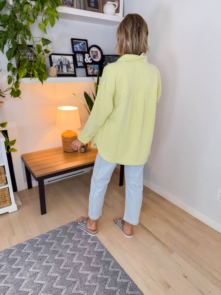 Sienna Washed  Shacket- LIME-FINAL SALE
