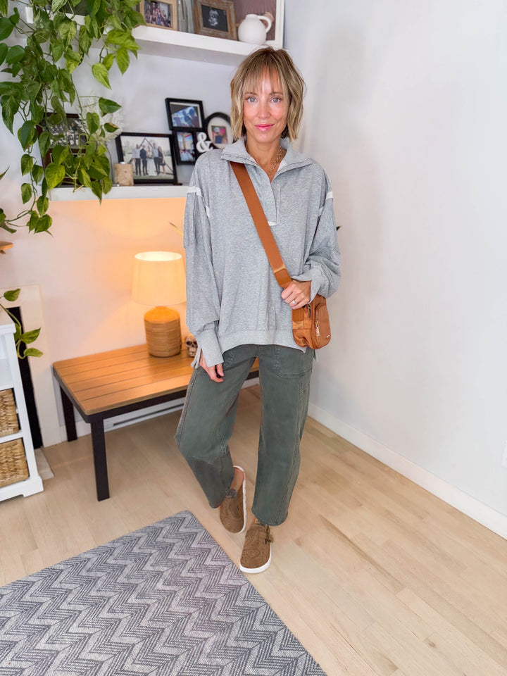 Nolan Snap Henley Pullover- HEATHER GREY-FINAL SALE*S*