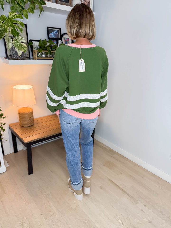 Andie Mineral Washed Pullover- MATCHA