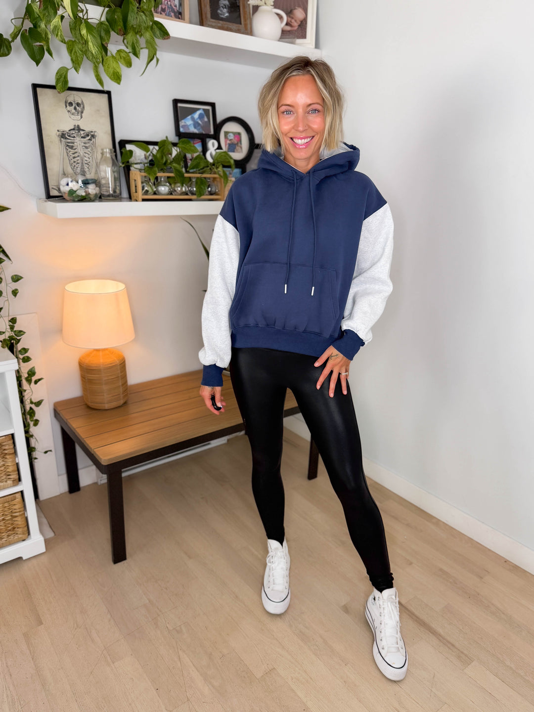 Toffy Two Tone Hoodie- NAVY/GREY