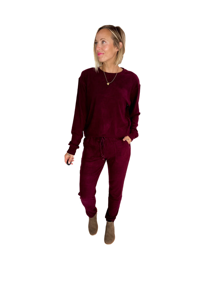 MICHELLE MAE Corrine Joggers- BURGUNDY-FINAL SALE