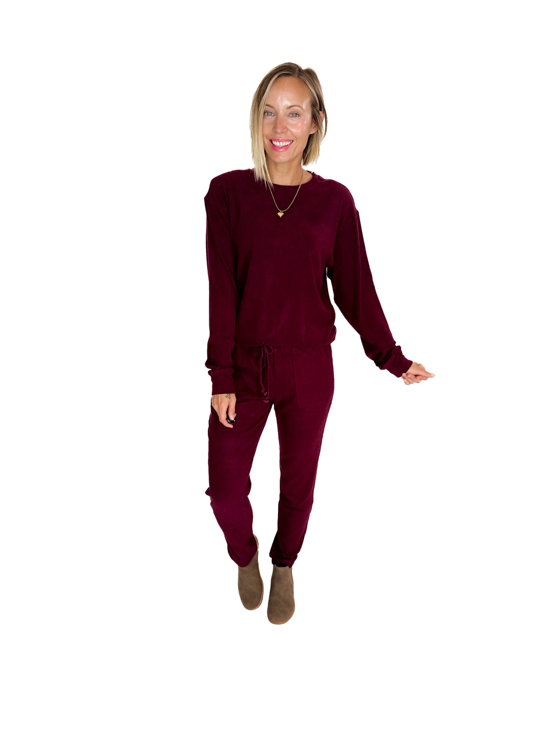 MICHELLE MAE Corrine Joggers- BURGUNDY-FINAL SALE