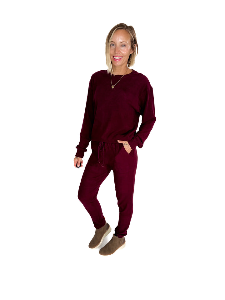 MICHELLE MAE Corrine Joggers- BURGUNDY-FINAL SALE