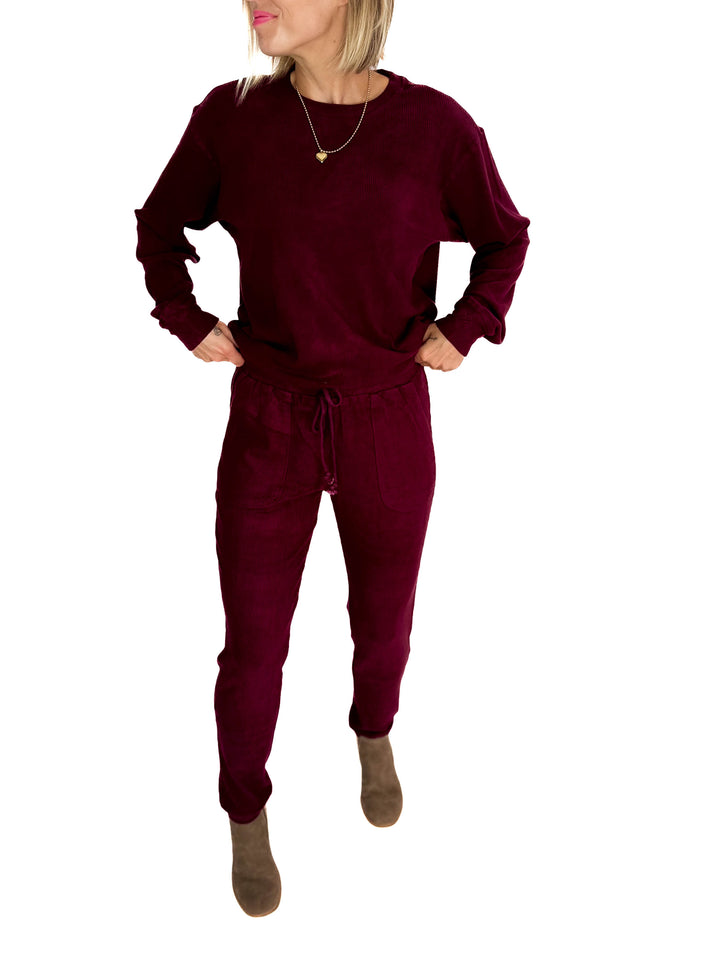 MICHELLE MAE Corrine Joggers- BURGUNDY-FINAL SALE