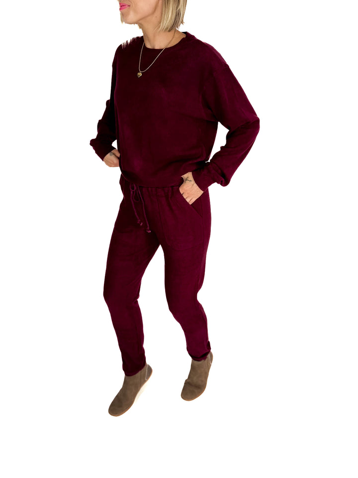 MICHELLE MAE Corrine Joggers- BURGUNDY-FINAL SALE