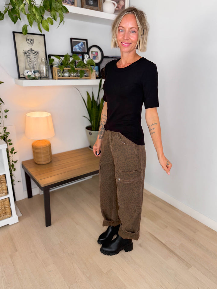 Solara Soft Knit 1/2 Sleeve Top- BLACK