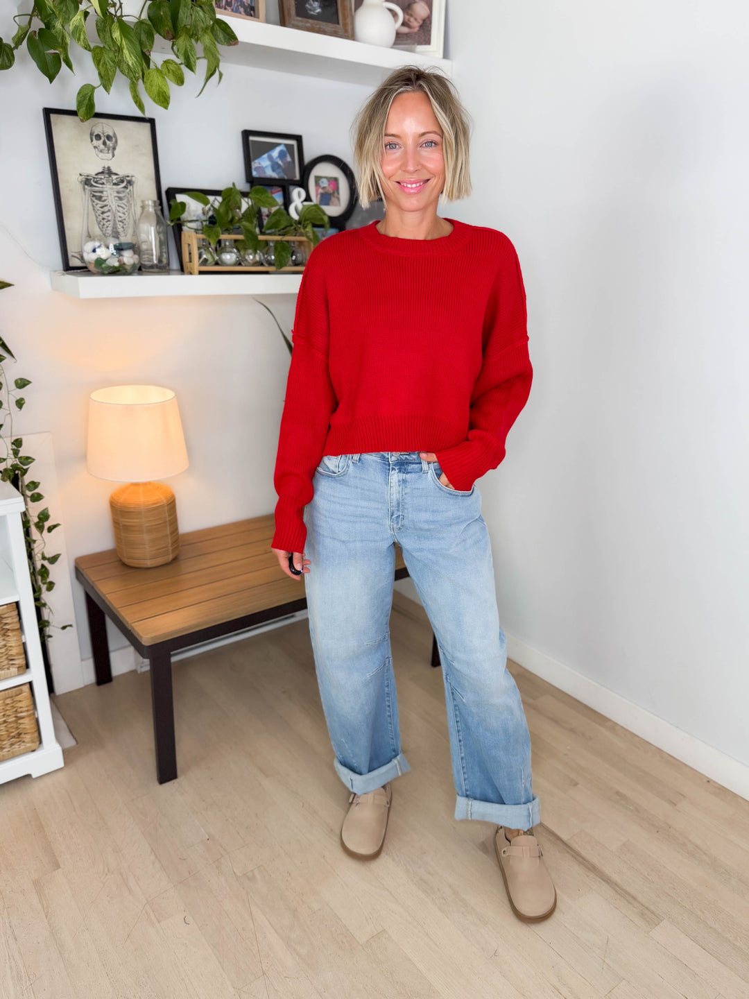 Mikey Classic Crewneck Sweater- RED
