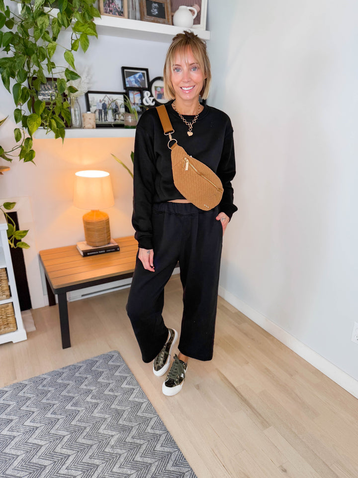 Mono B Malibu Barrel Lounge Pants- BLACK-FINAL SALE