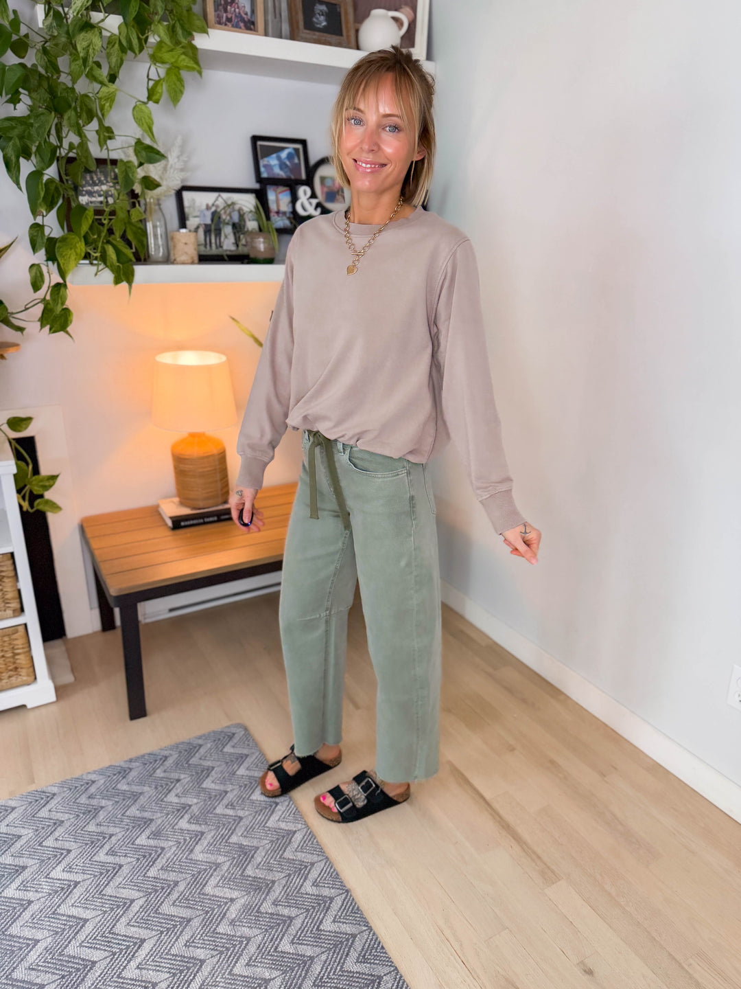 Mono B Quinn Mineral Cloud Bubble Hem Pullover- SILKEN TAUPE-FINAL SALE