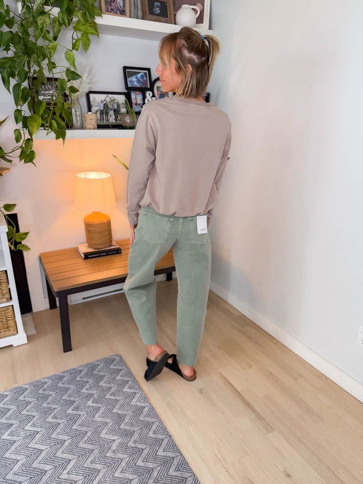 Mono B Quinn Mineral Cloud Bubble Hem Pullover- SILKEN TAUPE-FINAL SALE