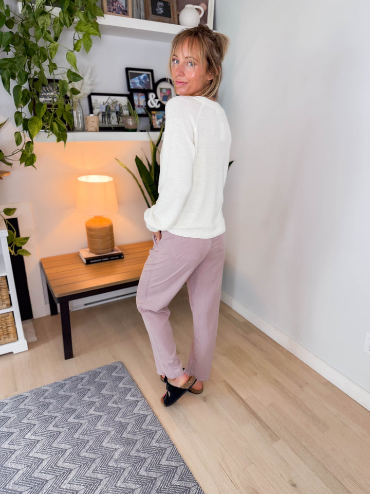 Emery Lightweight Crew Neck Sweater- CREAM-FINAL SALE *L*