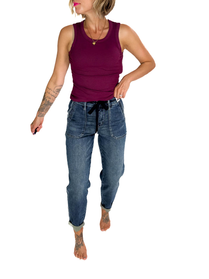 JUDY BLUE Archie Vintage Wash Jogger- DARK-FINAL SALE