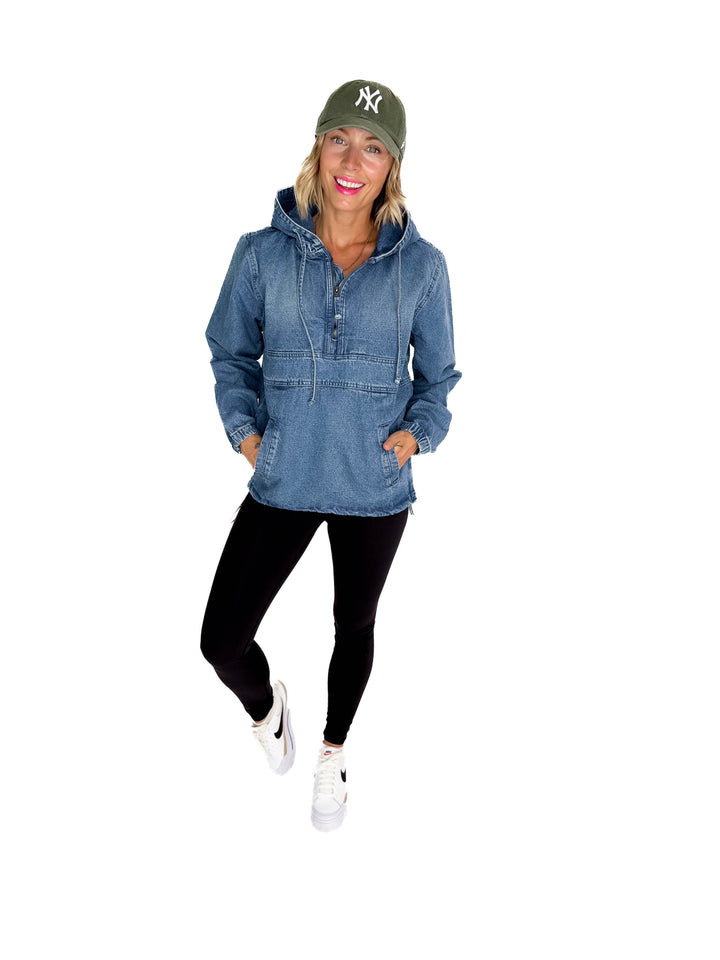 Bex Denim Hoodie Jacket- MED/LIGHT WASH