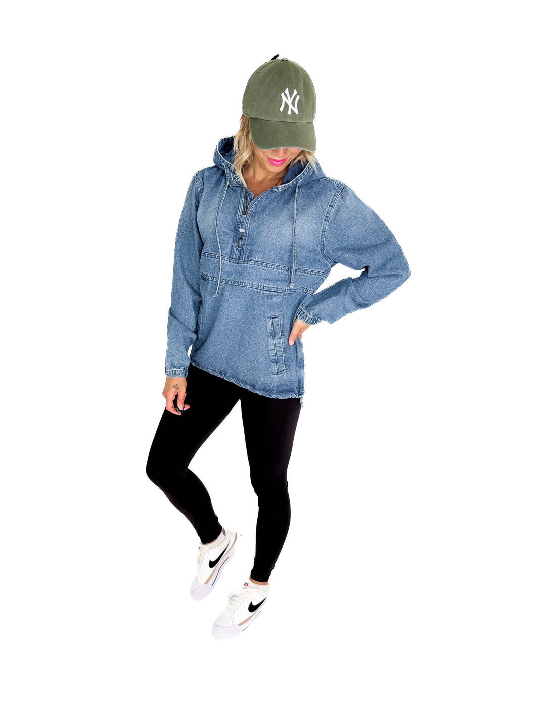Bex Denim Hoodie Jacket- MED/LIGHT WASH