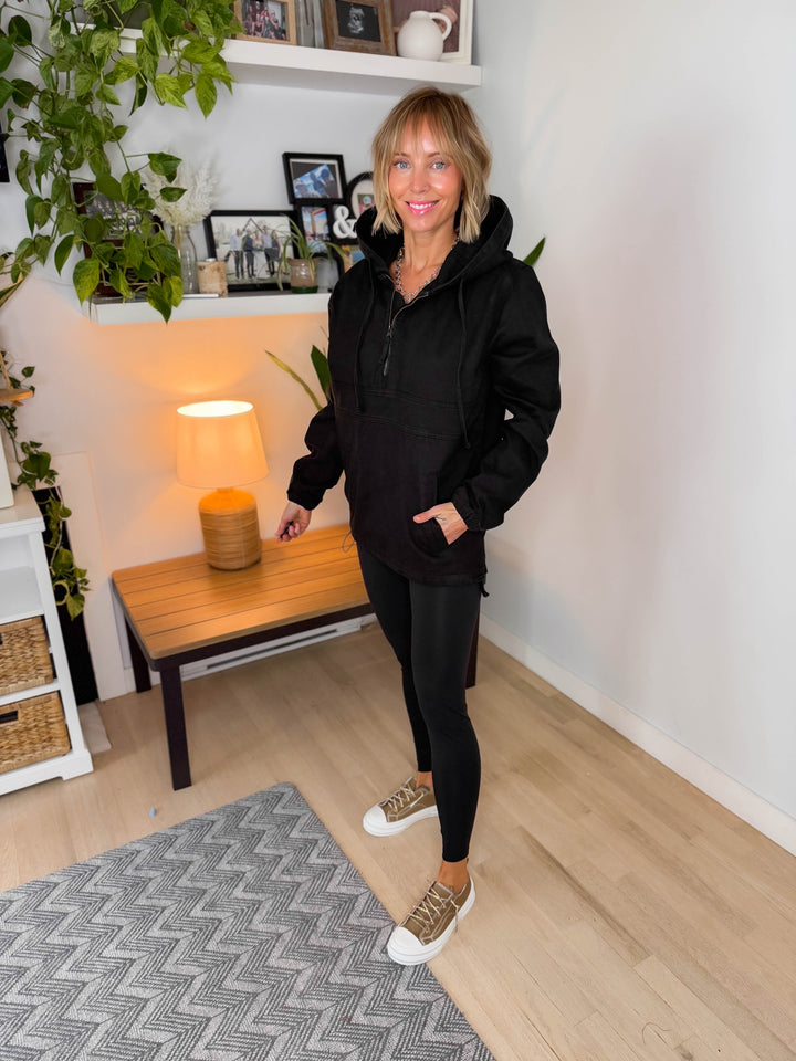 Bex Denim Hoodie Jacket- BLACK