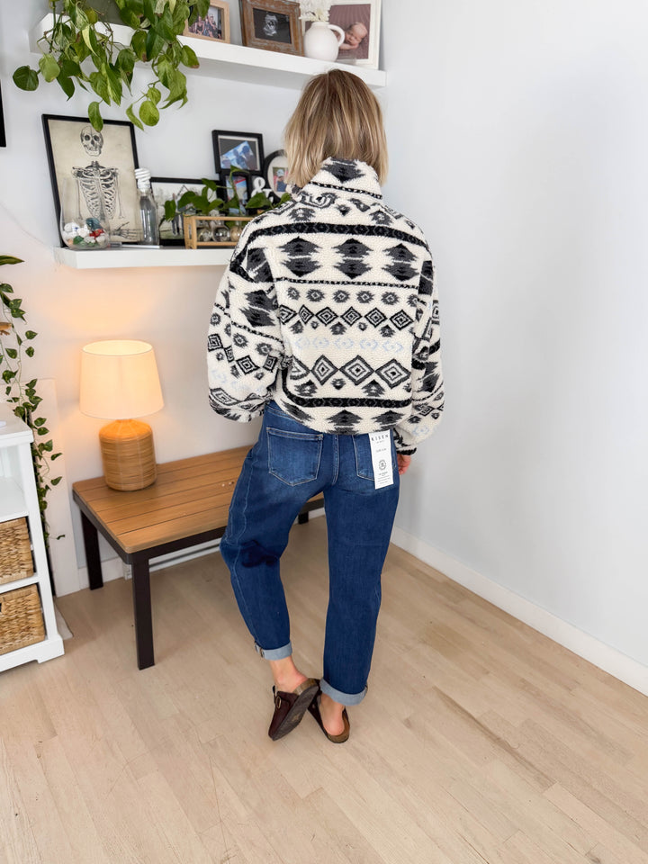 ONLY Janne Aztec Sherpa 1/2 Zip- BIRCH-FINAL SALE