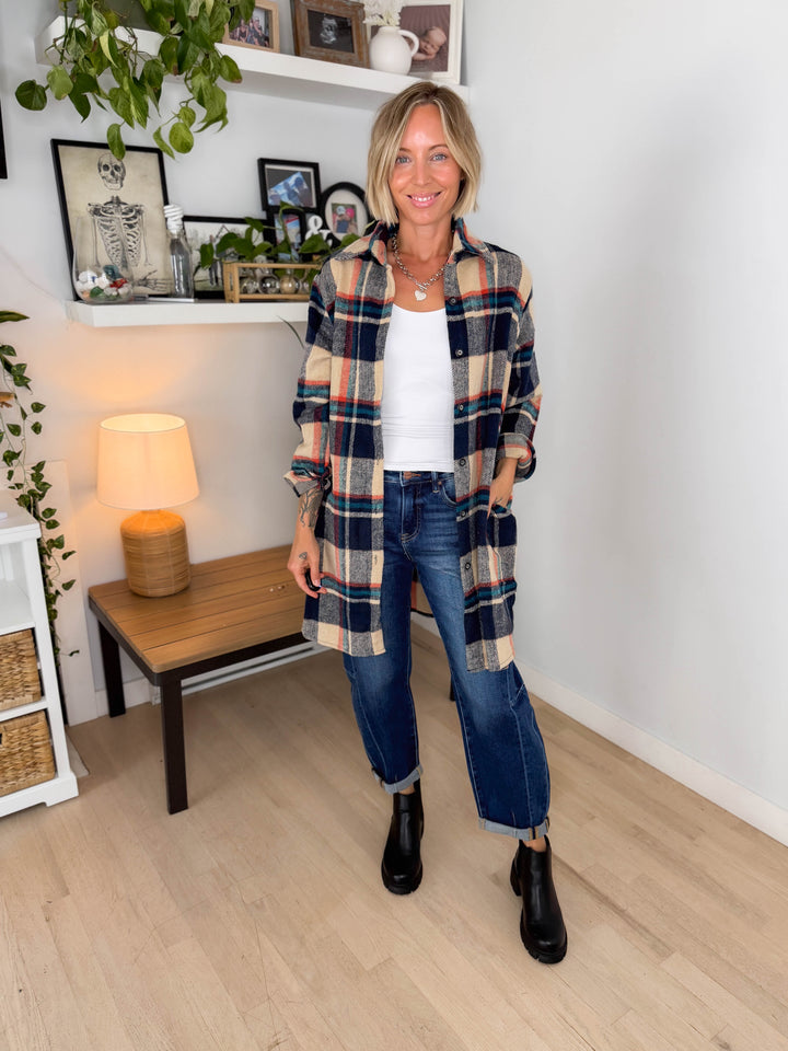 Renfrew Plaid Shacket- NAVY/TAUPE *PRE-ORDER SEPT 25