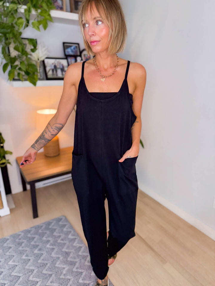 Luxe Lounge Jumpsuit- BLACK