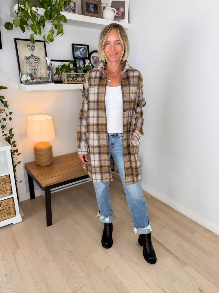 Renfrew Plaid Shacket- MOCHA *PRE-ORDER SEPT 25