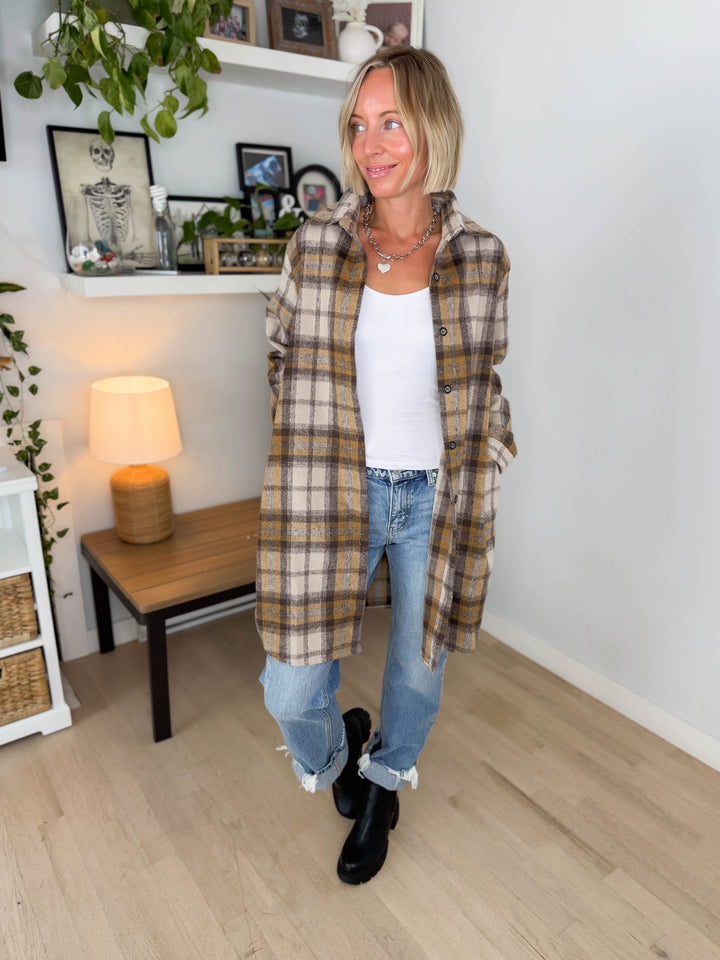 Renfrew Plaid Shacket- MOCHA *PRE-ORDER SEPT 25