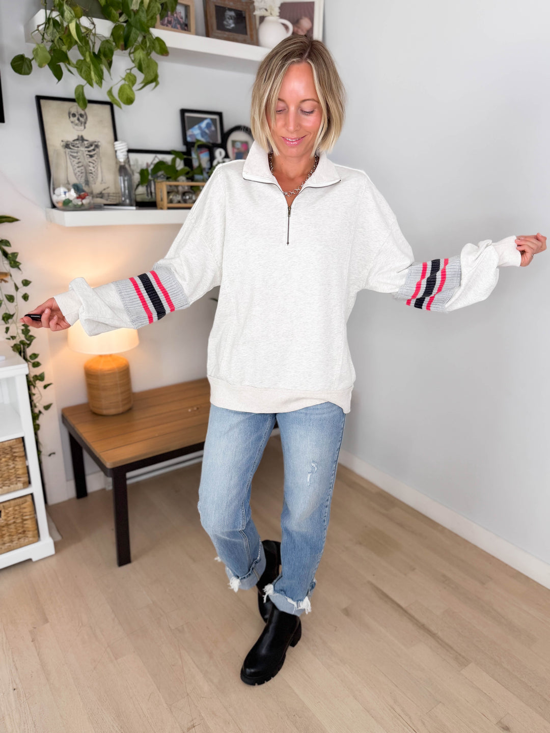 Laurel Mist Mineral Washed Pullover- LIGHT HTHR GREY-FINAL SALE