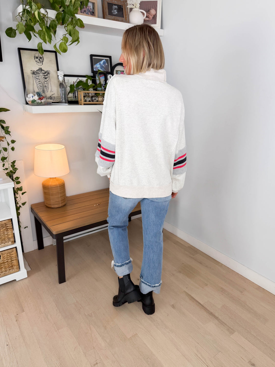 Laurel Mist Mineral Washed Pullover- LIGHT HTHR GREY-FINAL SALE