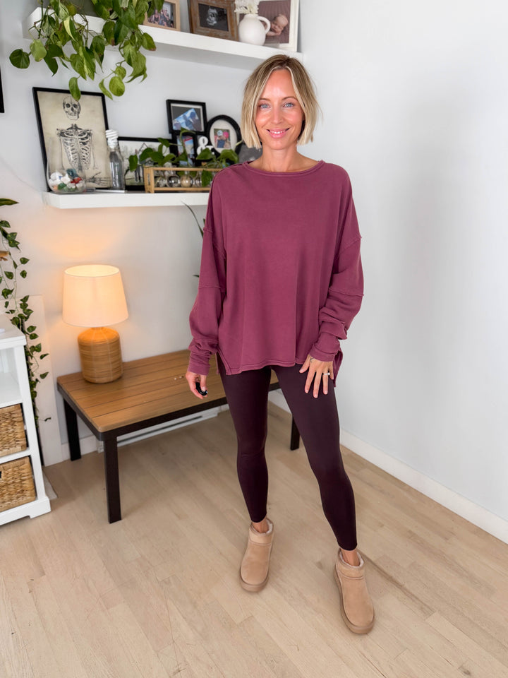 Mono B Jacey Classic Cotton Pullover- ROSEWOOD-FINAL SALE *S*