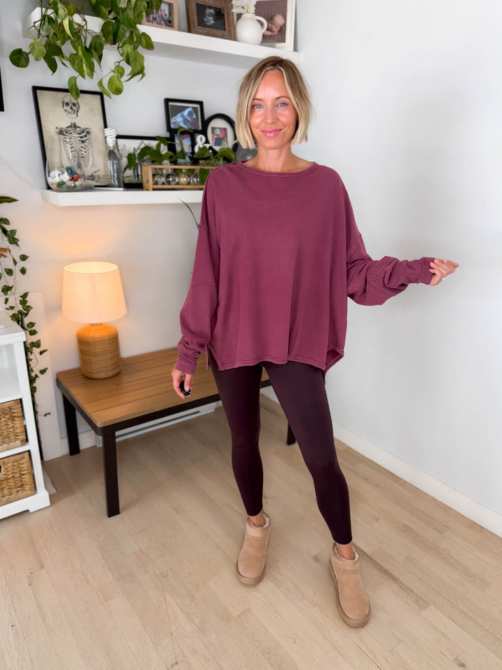 Mono B Jacey Classic Cotton Pullover- ROSEWOOD-FINAL SALE *S*