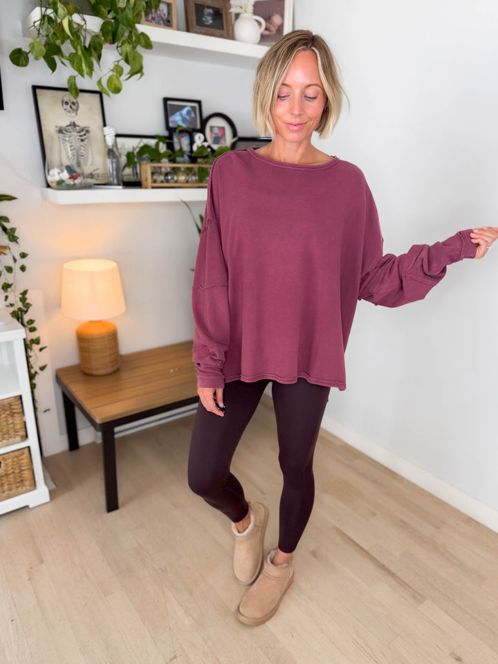 Mono B Jacey Classic Cotton Pullover- ROSEWOOD-FINAL SALE *S*