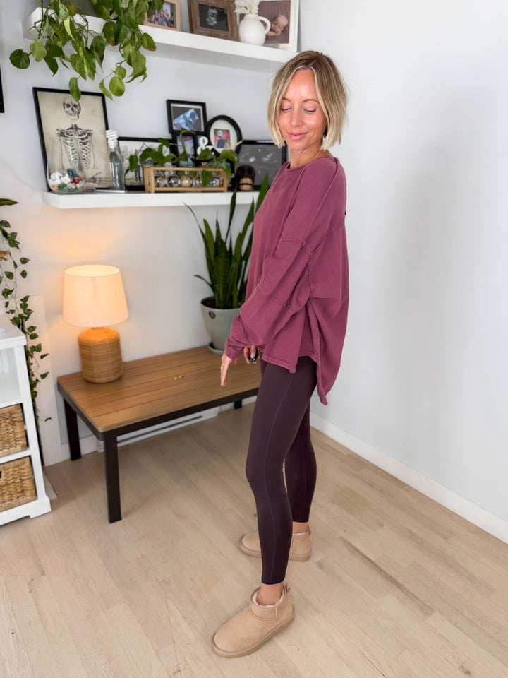 Mono B Jacey Classic Cotton Pullover- ROSEWOOD-FINAL SALE *S*