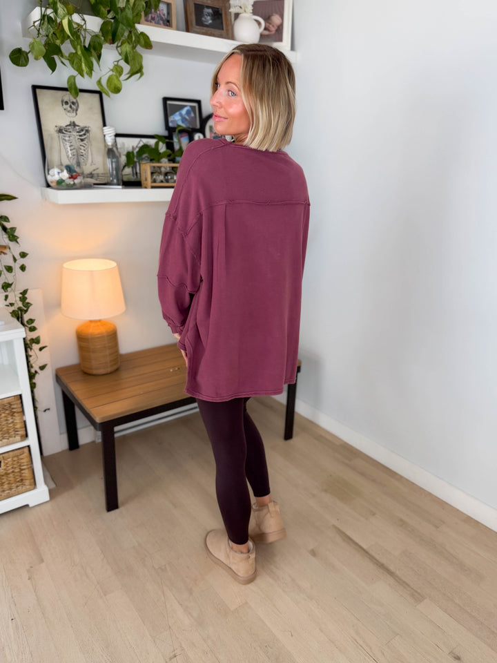 Mono B Jacey Classic Cotton Pullover- ROSEWOOD-FINAL SALE *S*
