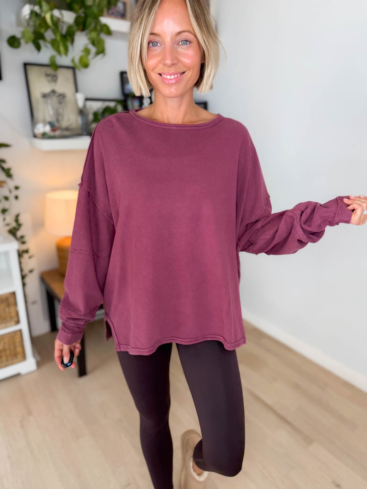 Mono B Jacey Classic Cotton Pullover- ROSEWOOD-FINAL SALE *S*