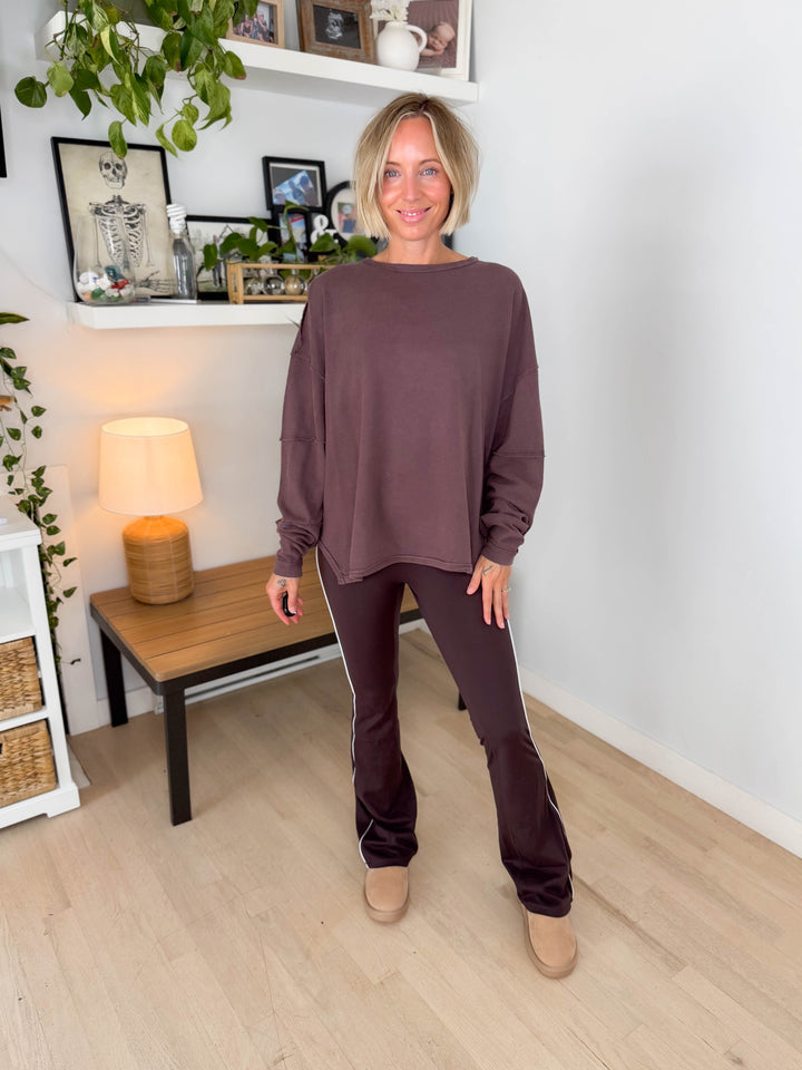 Mono B Jacey Classic Cotton Pullover- COFFEE-FINAL SALE