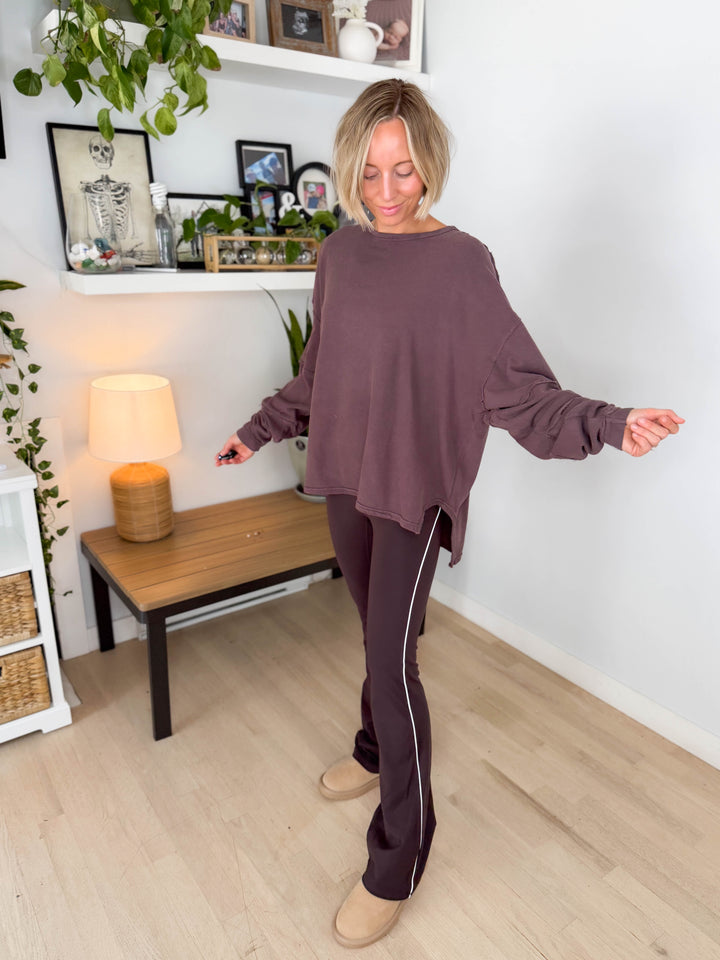 Mono B Jacey Classic Cotton Pullover- COFFEE-FINAL SALE