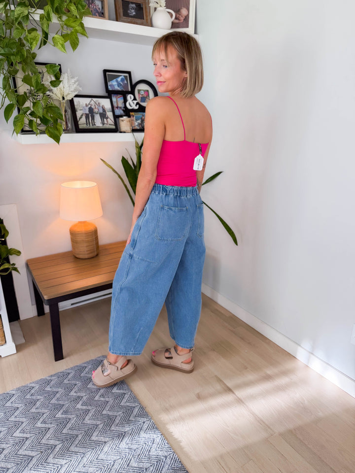 Not Your Basic Crop Camisole- HOT PINK
