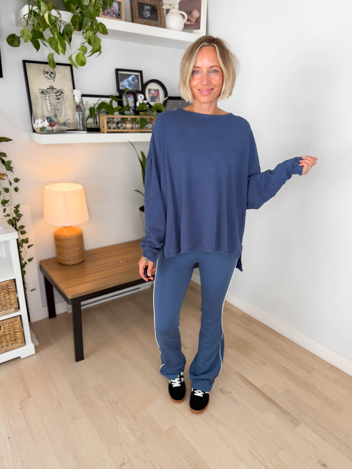 Mono B Jacey Classic Cotton Pullover- OCEAN-FINAL SALE