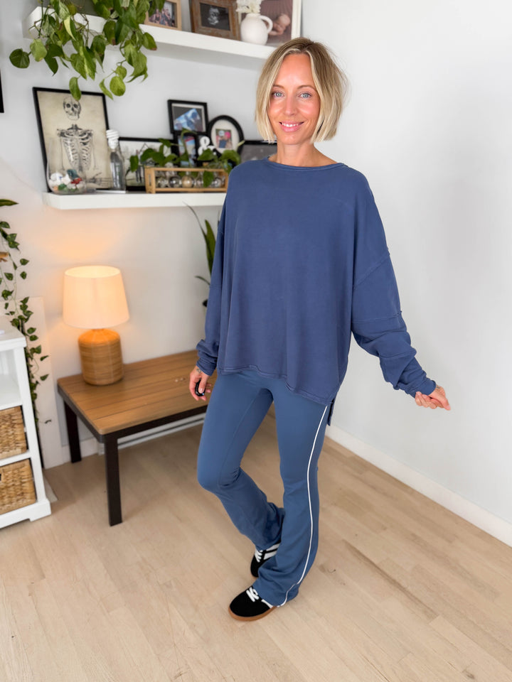 Mono B Jacey Classic Cotton Pullover- OCEAN-FINAL SALE