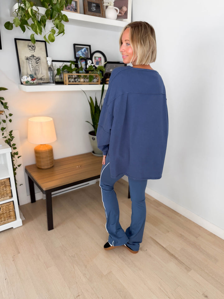 Mono B Jacey Classic Cotton Pullover- OCEAN-FINAL SALE